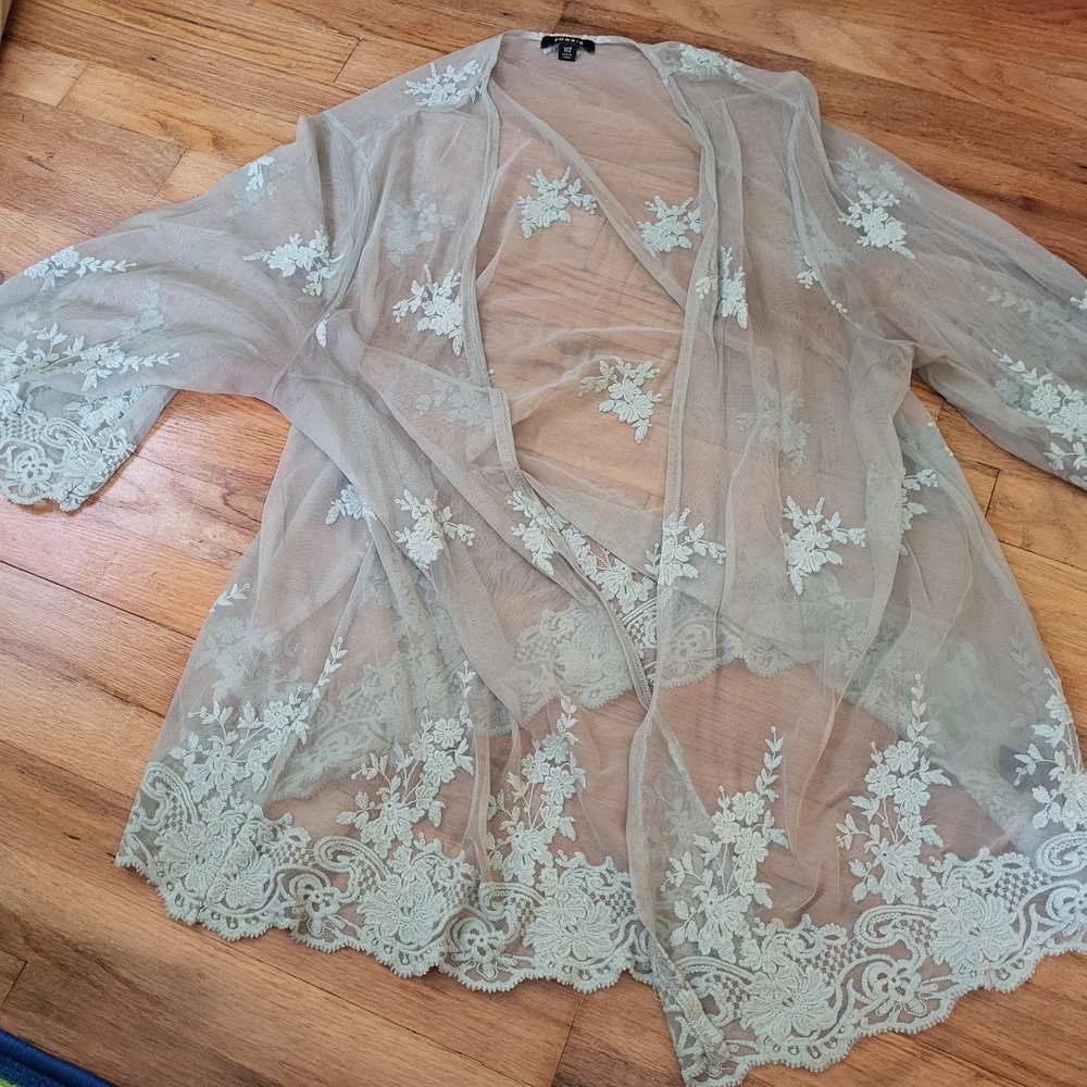 Sheer Lace Kimono Cardigan